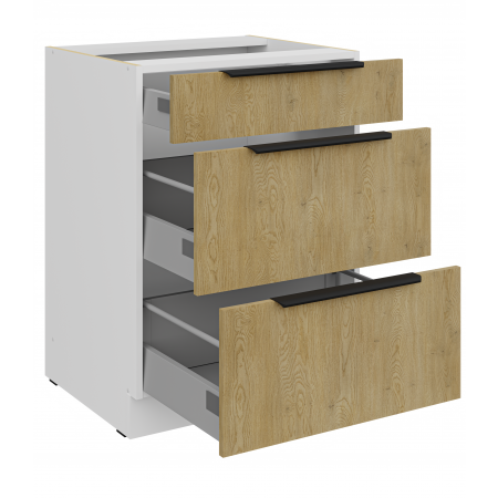 Szafka kuchenna z szufladami 60 cm CREMA dąb cremona / biały mat 60 D 3S BB